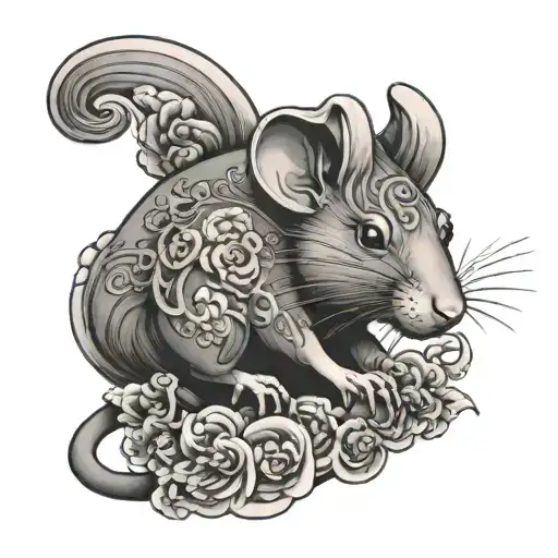 japanese rat tattoo design idea