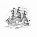 Vasco da Gama's ship sailing through stormy seas tattoo design idea