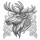 angry elk head tattoo design idea
