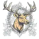 angry elk head tattoo design idea