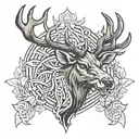 angry elk head tattoo design idea
