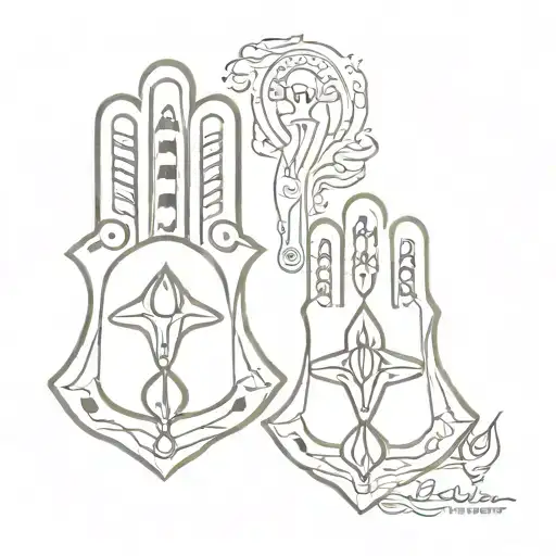 hamsa y san Benito  tattoo design idea