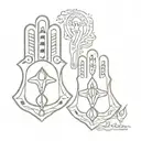 hamsa y san Benito  tattoo design idea