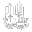 hamsa y san Benito  tattoo design idea