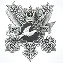 holy Trinity cross crown and dove tattoo design idea