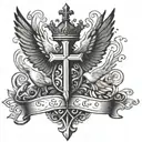 holy Trinity cross crown and dove tattoo design idea