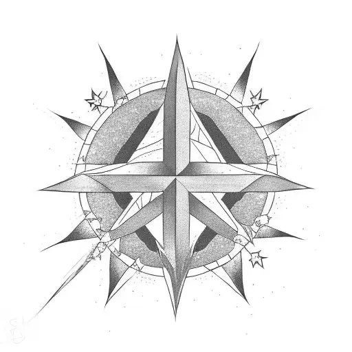 north star and peace symbol tattoo design idea