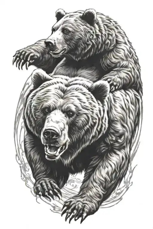 bear wrestler tattoo design idea