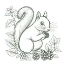 squirrel amongst blackberries with the munich cathedral  tattoo design idea