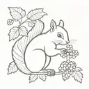 squirrel amongst blackberries with the munich cathedral  tattoo design idea
