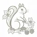 squirrel amongst blackberries with the munich cathedral  tattoo design idea