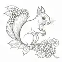 squirrel amongst blackberries with the munich cathedral  tattoo design idea