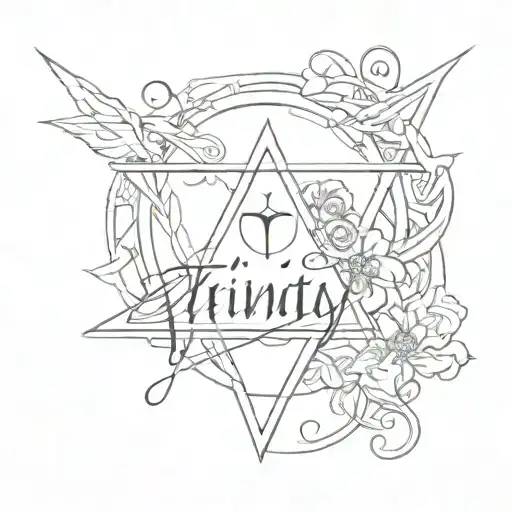 "Trinity" written in cursive tattoo design idea
