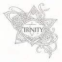 "Trinity" written in cursive tattoo design idea