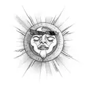 sun coming through clouds shining on a cross tattoo design idea
