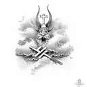 jerimiah 29:11 on a old scroll with clouds all around with some crosses on the bottom tattoo design idea