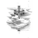 jerimiah 29:11 on a old scroll with clouds all around with some crosses on the bottom tattoo design idea