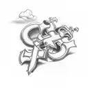 jerimiah 29:11 on a old scroll with clouds all around with some crosses on the bottom tattoo design idea