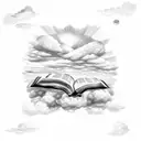 bible verse on a paper with clouds around it  tattoo design idea