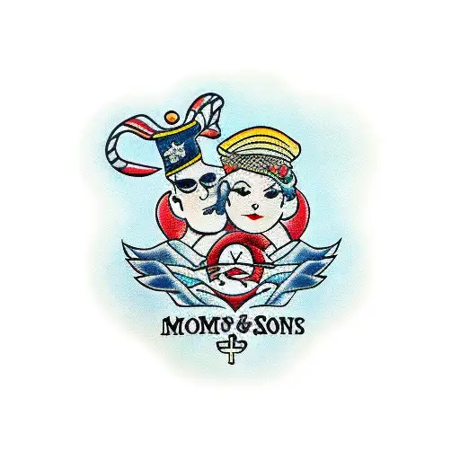 mom and a son tattoo design idea