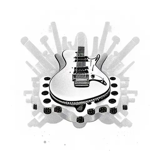 A guitar made up of motorcycle chains and sprockets tattoo design idea