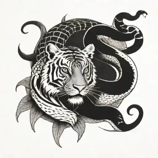 snake and tiger tattoo design idea