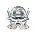 wwii gi helmet japanese warrior mask burning cigar tattoo design idea