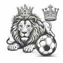 a soccer ball and a lion with crown tattoo design idea