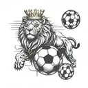 a soccer ball and a lion with crown tattoo design idea