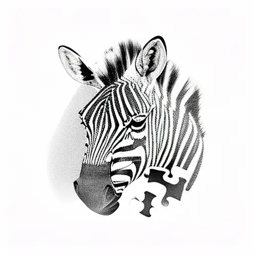 zebra with puzzle pieces tattoo design idea