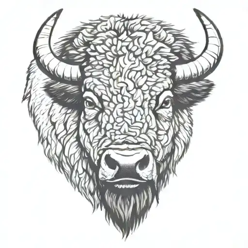 bison head   tattoo design idea