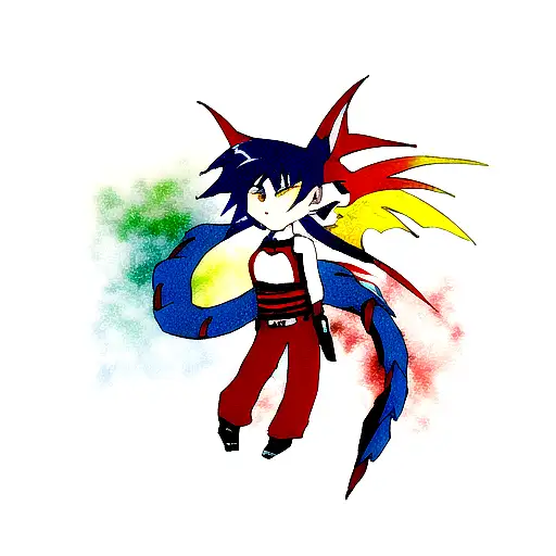 Dragon tattoo blue red and yellow tattoo design idea