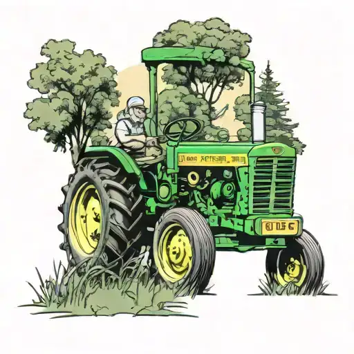 rest in peace grandpa John deer tractor driving tattoo design idea