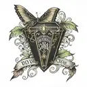 coffin with the words "and if you go i wanna go with you" tattoo design idea