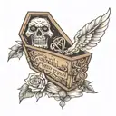 coffin with the quote and if you go i wanna go with you tattoo design idea