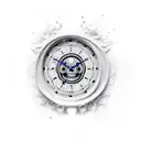 clock skull sand timer tattoo design idea