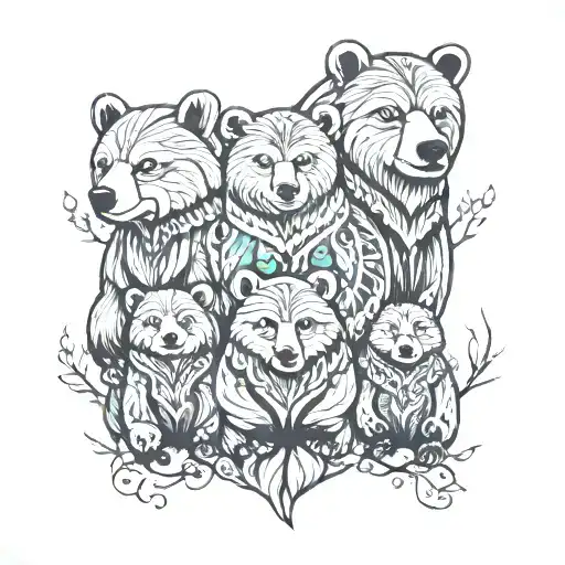 Nordic bear family tattoo design idea