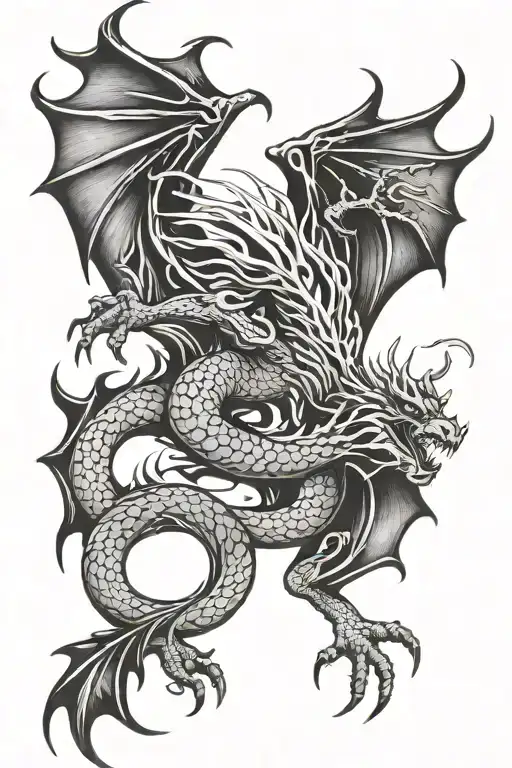 phoenix dark fire breathing dragon tattoo design idea