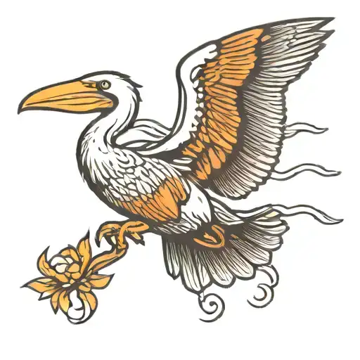pelican flying tattoo design idea