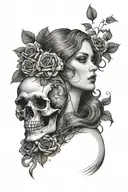 persephone holding a skull tattoo design idea