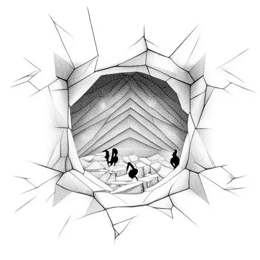 People chained inside a cave see shadows projected on a wall in front of them. These shadows are formed by animated obje tattoo design idea