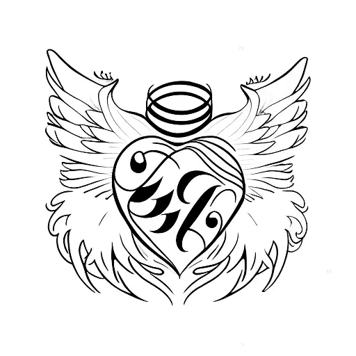 tattoo of heart with angel numbers tattoo design idea
