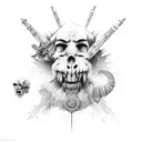 War with on staircase to heaven, between Good VS evil tattoo design idea