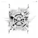 War with on staircase to heaven, between Good VS evil tattoo design idea