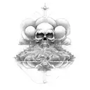 War with on staircase to heaven, between Good VS evil tattoo design idea