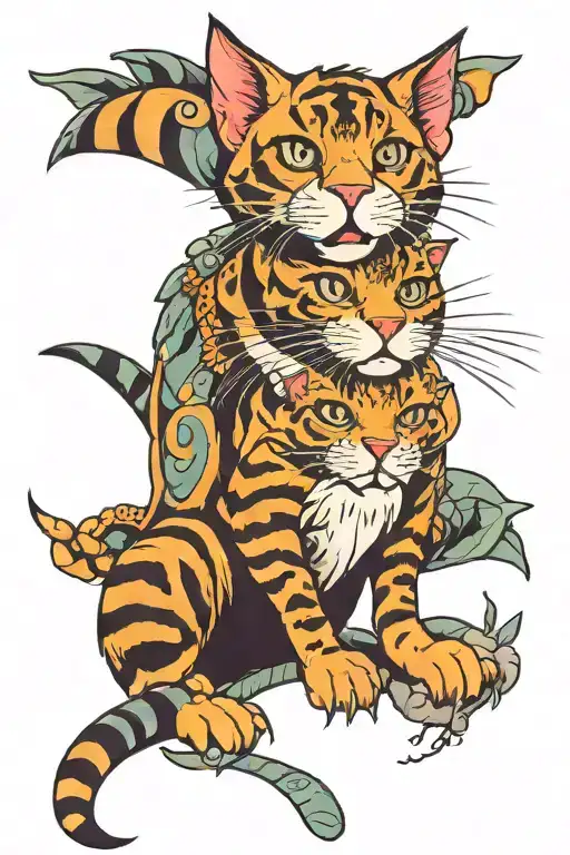 dangerous wild tabby cat tattoo design idea
