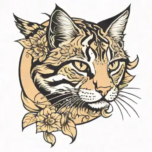 big wild tabby cat tattoo design idea