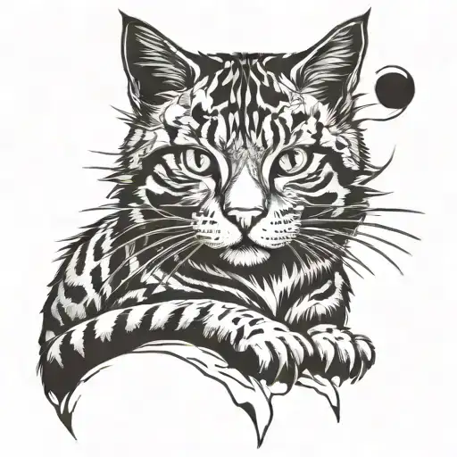 big wild tabby cat tattoo design idea