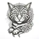 big wild tabby cat tattoo design idea