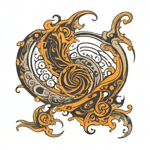 At the center, depict a chaotic, swirling vortex, representing the core of disorder and madness.  tattoo design idea